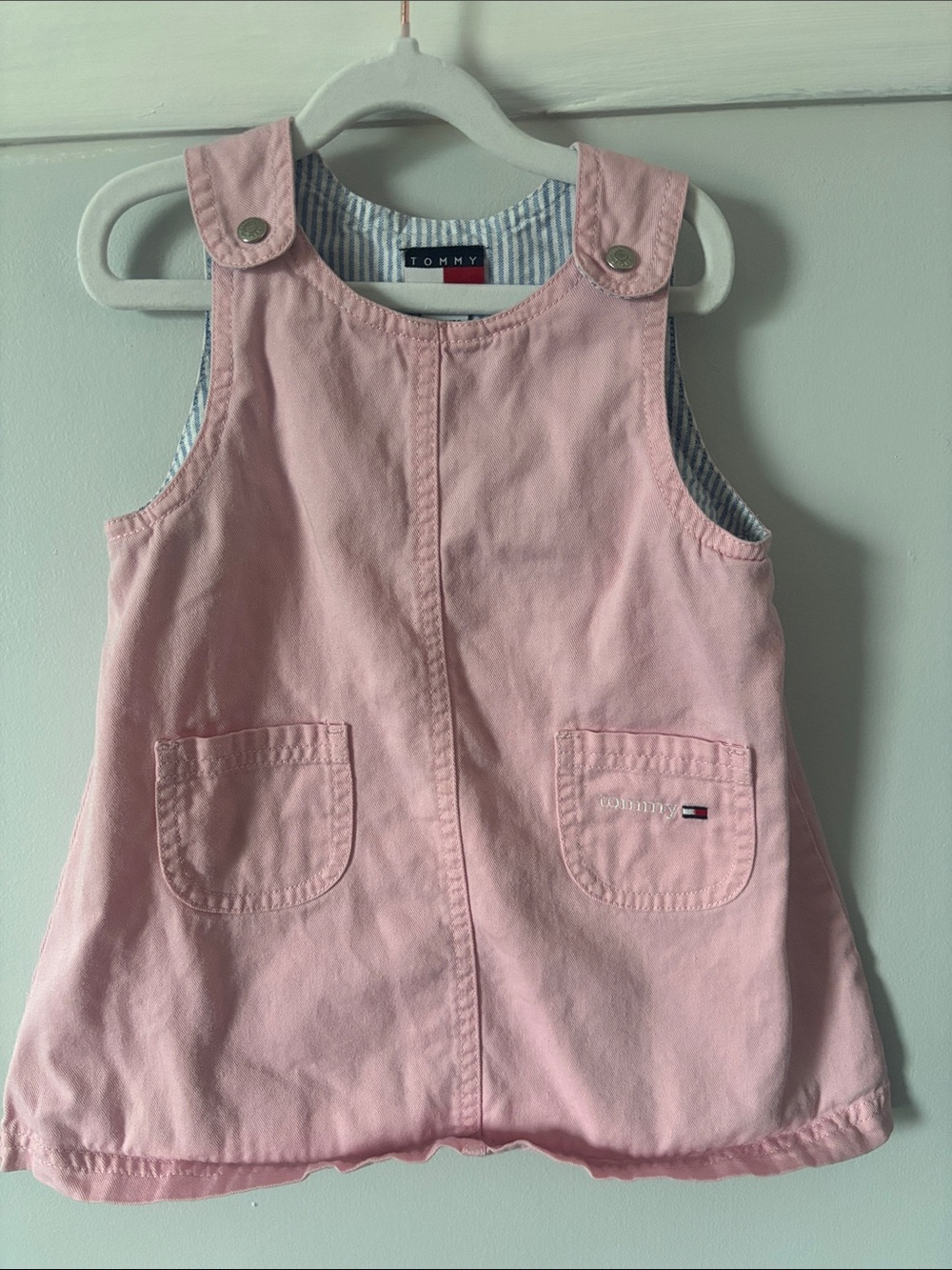 Tommy Hilfiger Pink Girls' Pinafore Overall Dress